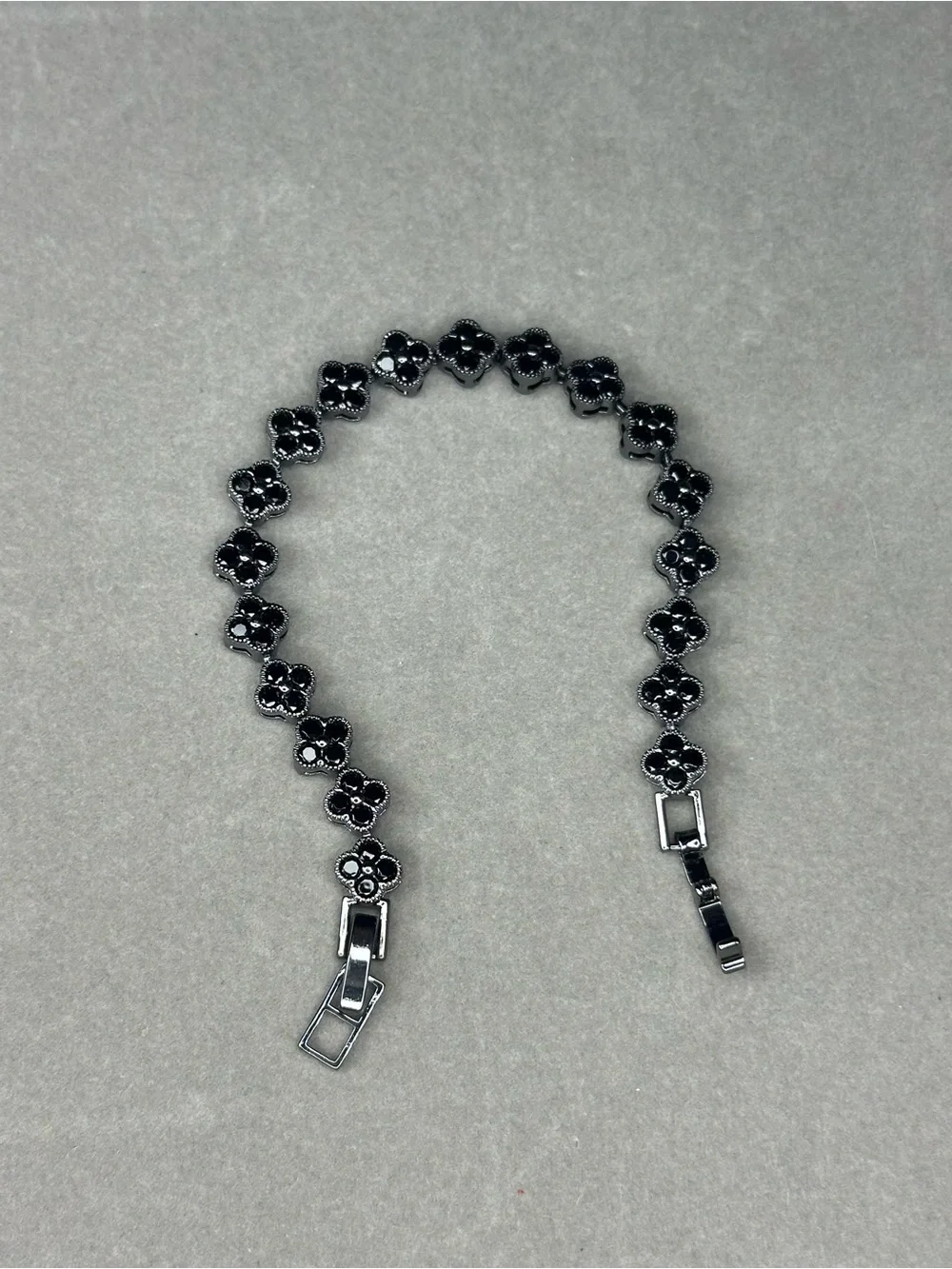 Black Flower-Link Men's Bracelet